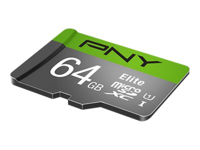 PNY Micro SD Card Elite 64 GB HC Class 10  UHS I  U1  SD adapter