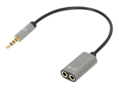 MANHATTAN Headset-Adapterkabel Y-Audiosplitter Stecker auf 2 x Buchse verteilt einzelne 3,5 mm-Buchse auf Mikrofon- und Audioausgang MANHATTAN Headset-Adapterkabel Y-Audiosplitter Stecker auf 2 x Buchse verteilt einzelne 3,5 mm-Buchse auf Mikrofon- und Audioausgang