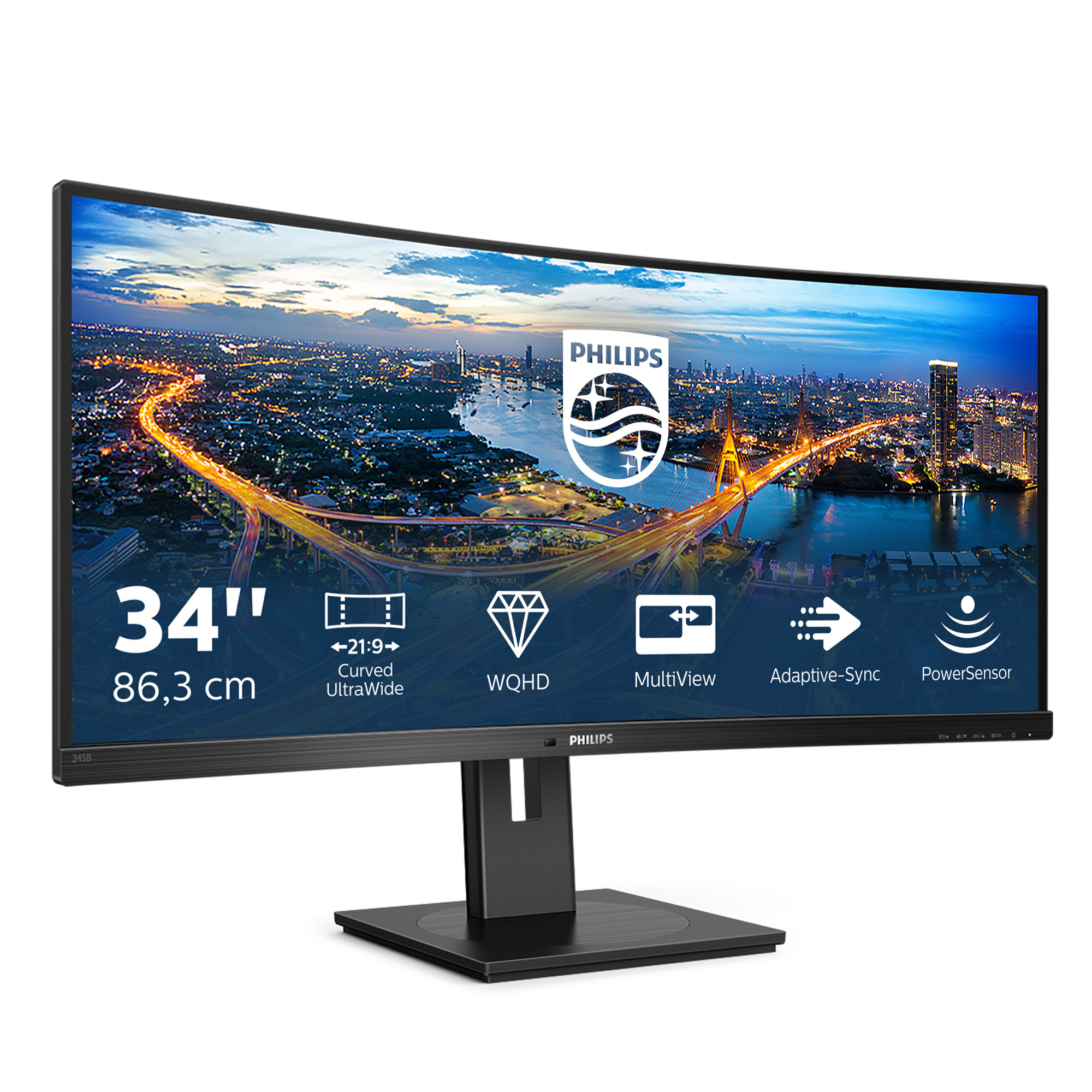 864cm34 3440x1440 Philips BLine 345B1C Curved 5ms 219 USB 2xHDMI DisplayPort VESA Speaker WQHD Black