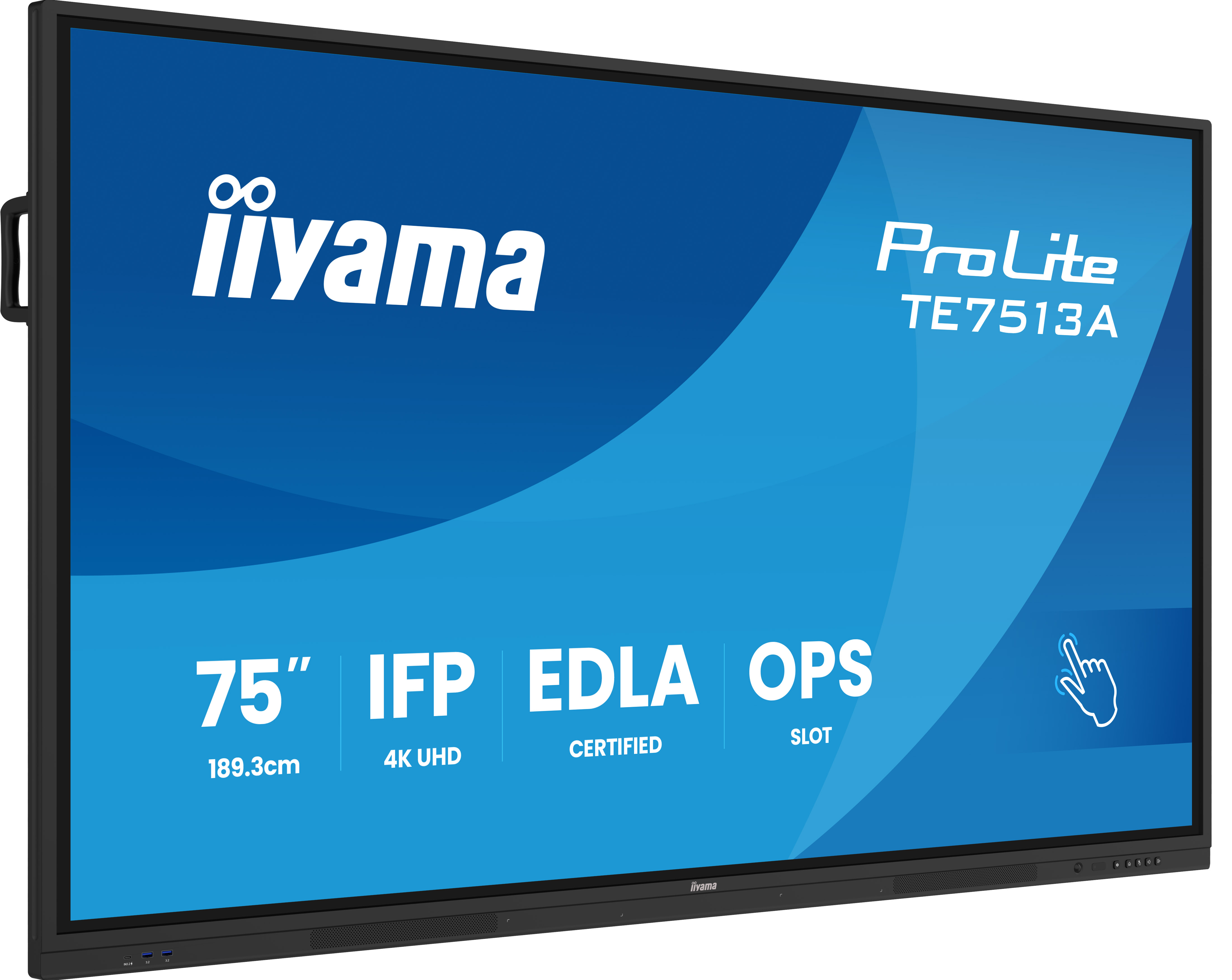IIYAMA TE7513AB1AG 190,5cm 75Zoll iiWare21E EDLA GoogleGMSapps Android 14 8128GB 40Points PureTouch IR 3840x2160 UHD IPS