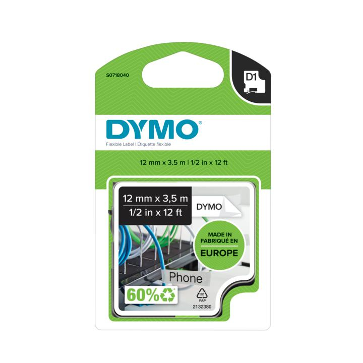 S0718040 DYMO D1 12mm SCHWARZ-WEISS