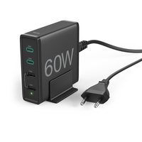 hama 4in1 USB-Ladestation schwarz, KabellÃ¤nge: 1,2 m, 60 Watt