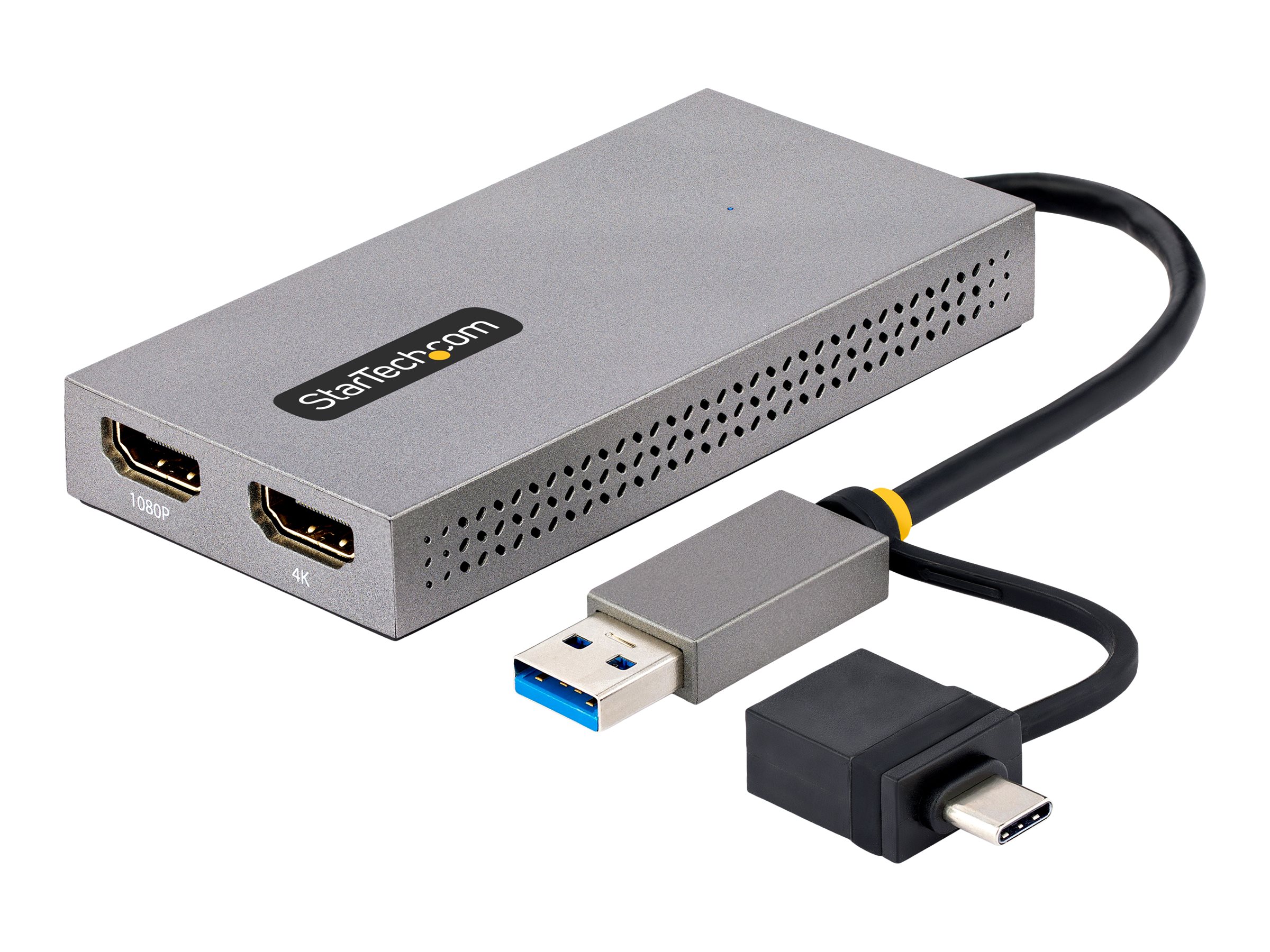 USB to Dual HDMI Adapter USB A/C to 2x HDMI Displays 1x 4K 30Hz 1x 1080p USB 3.0 to HDMI Converter 4in/11cm Cable