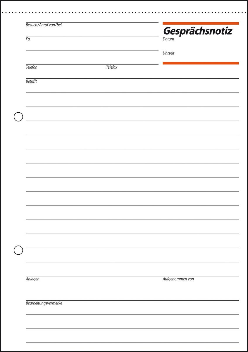 SIGEL Gespraechsnotiz Formularbuch GE515