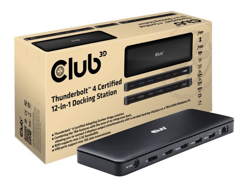 Club3D Thunderbolt4 12in1 Dockingstation 3 Displays StBu