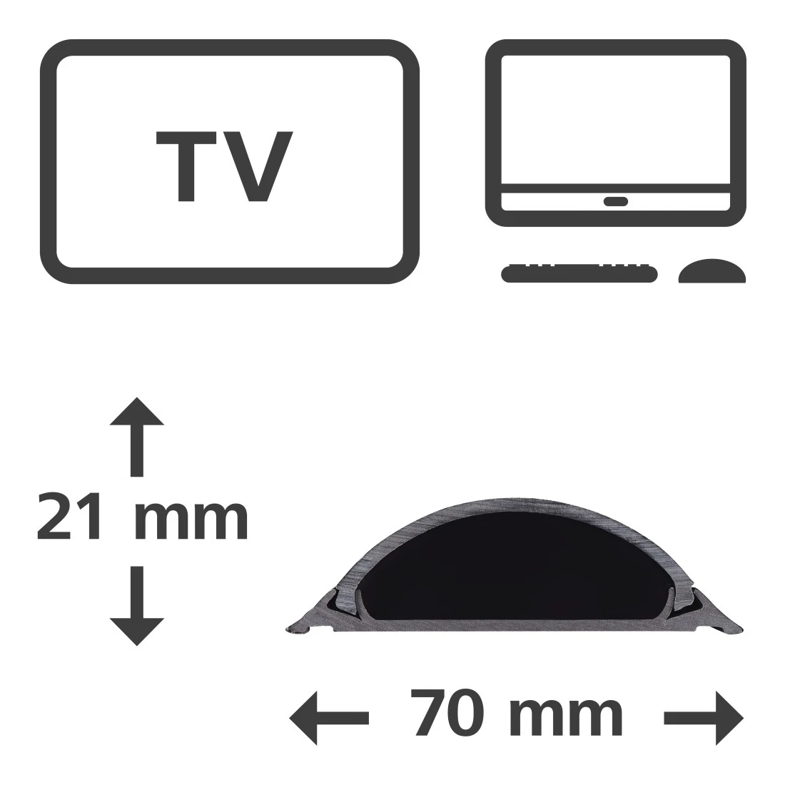 Hama halbrund PVC Kabelkanal schwarz