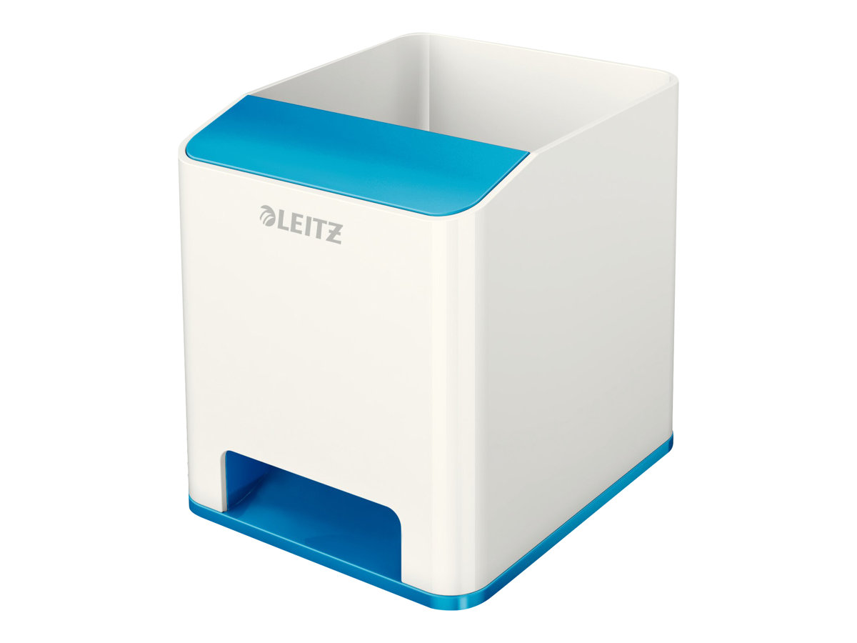 LEITZ Stiftehalter WOW Duo Colour perlweiss/blau Polystyrol 2 Faecher 9,0 x 10,1 x 10,0 cm
