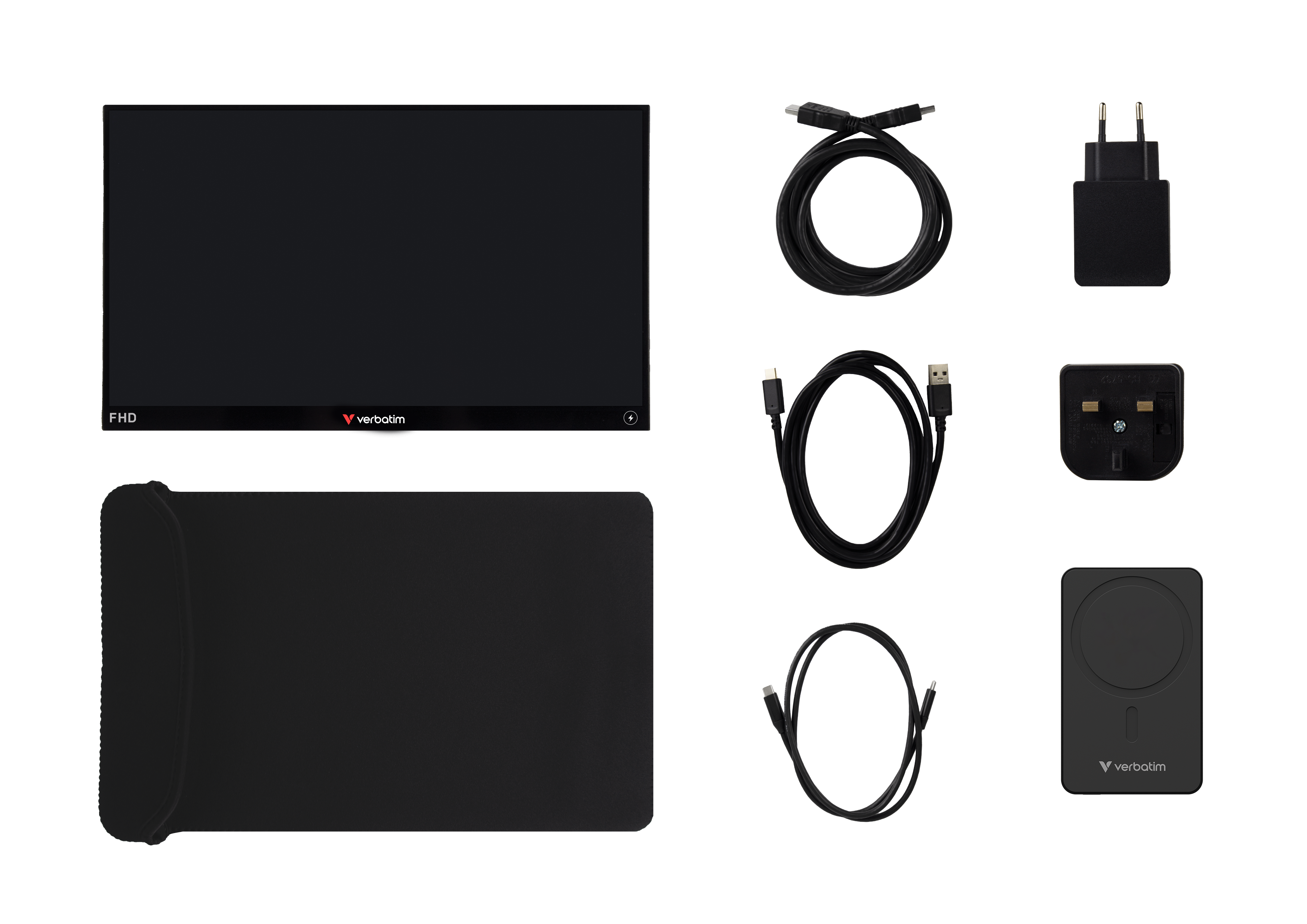 Verbatim Portable 14 FHD Touch Monitor LIGHT with Wireless Power Supply incl Power Bank 5000mAh