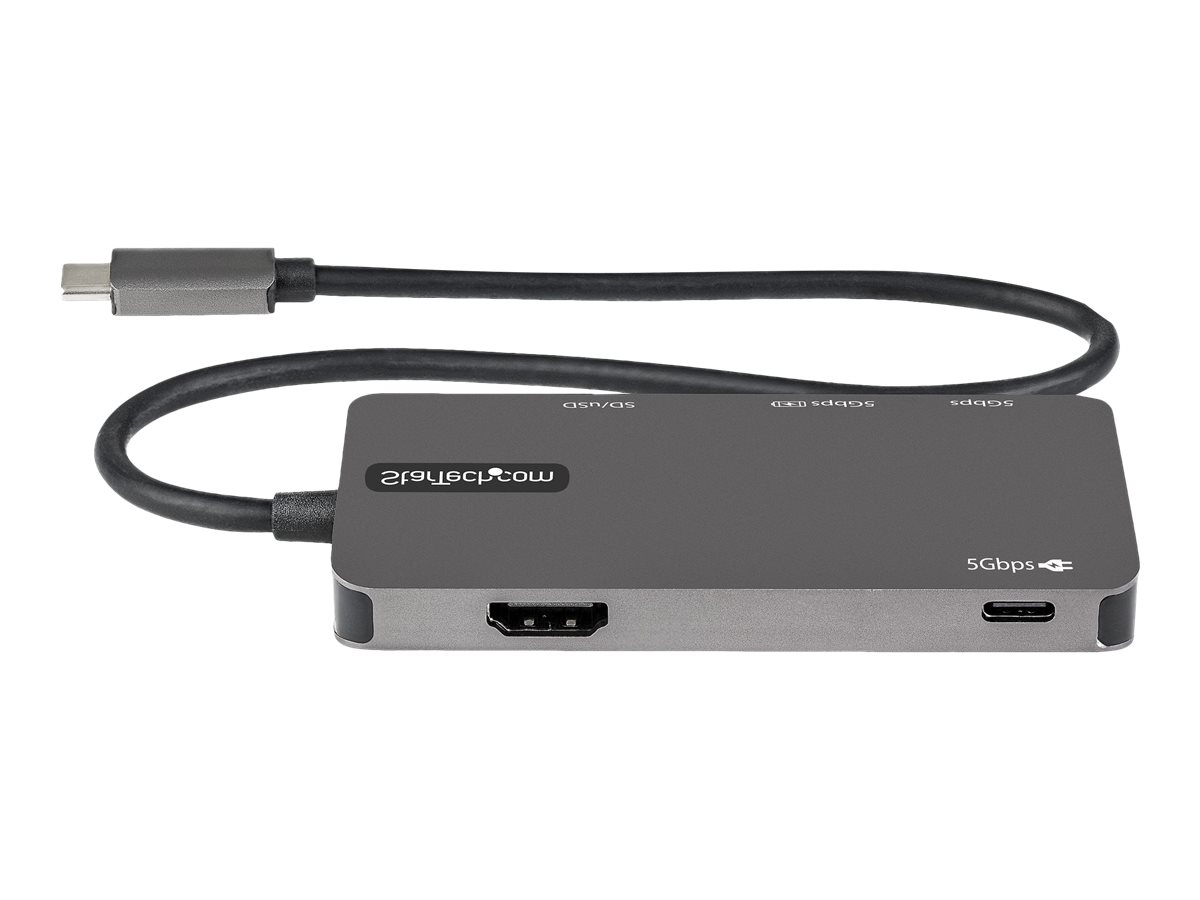 STARTECH.COM USB-C Multiport Adapter USB-C auf 4K 30Hz HDMI 100W Power Delivery Pass-Through Mini Dock mit SD/MicroSD Slot