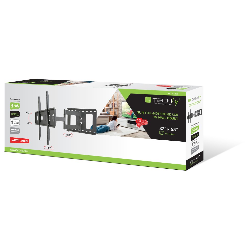 TECHLY Wandhalterung fuer LCD TV LED schwarz 58,42cm165,10cm 3265Zoll FullMotion Slim