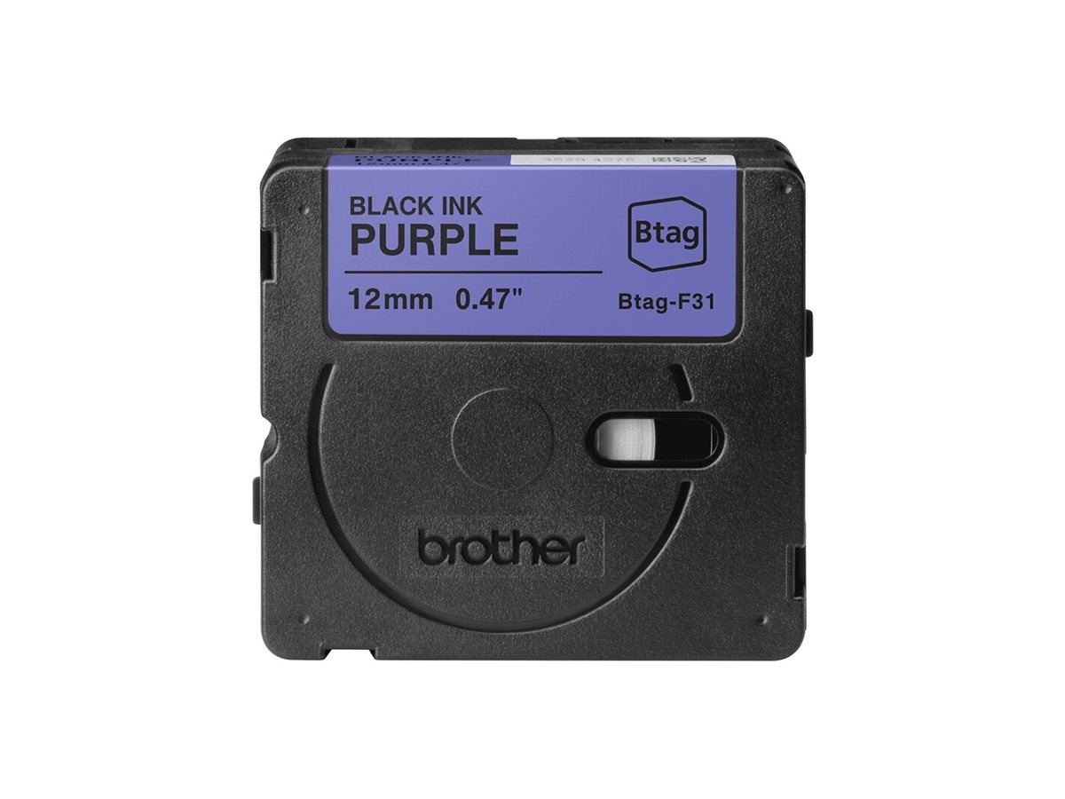 brother Schriftband Btag BTAGF31, 12 mm schwarz auf lila