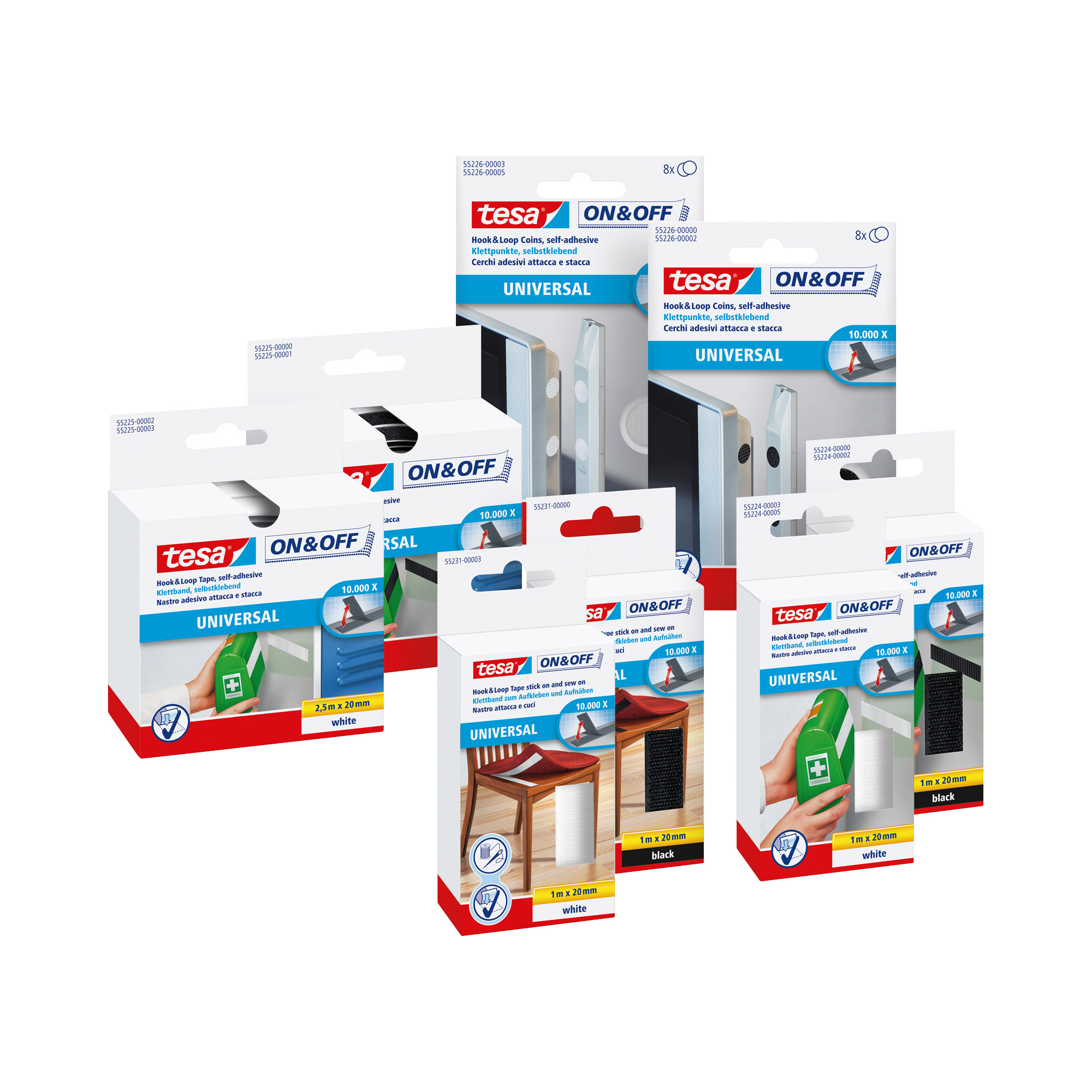 tesa Klettpunkte On & OffÂ® schwarz, 8 St.