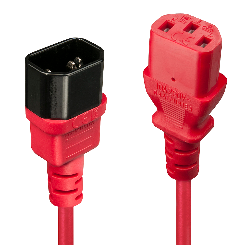 LINDY 2m IEC Verlaengerung rot