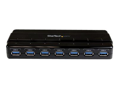 StarTech.com 7 Port USB 3.0 SuperSpeed Hub - USB 3 Hub Netzteil / Stromanschluss und Kabel - Schwarz - Hub - 7 Anschlüsse