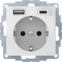Berker Steckdose SCHUKO 48048989 USB A-C S.1 polarweiß glänzend Berker Steckdose SCHUKO 48048989 USB A-C S.1 polarweiß glänzend