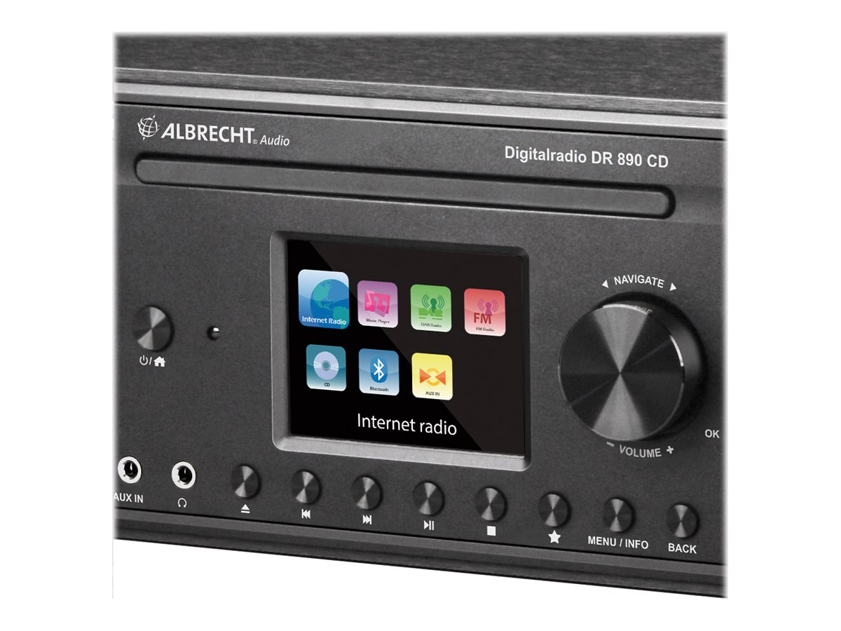 Albrecht DR 890 CD, DAB+,UKW,Internet Schwarz, Holzgehäuse, DLNA, UNDOK, USB +Bluetooth