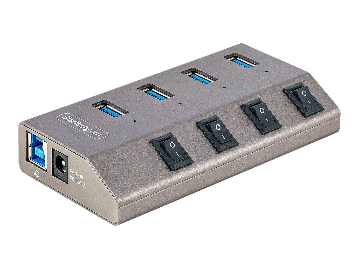 StarTech.com 4-Port Self-Powered USB-C Hub with Individual On/Off Switches, USB 3.0 5Gbps Expansion Hub w/Power Supply, Desktop/Laptop USB-C to USB-A Hub, 4x BC 1.2 (1.5A), USB Type C Hub - USB-C/A Host Cables (5G4AIBS-USB-HUB-EU) - Hub - 4 Anschlüsse