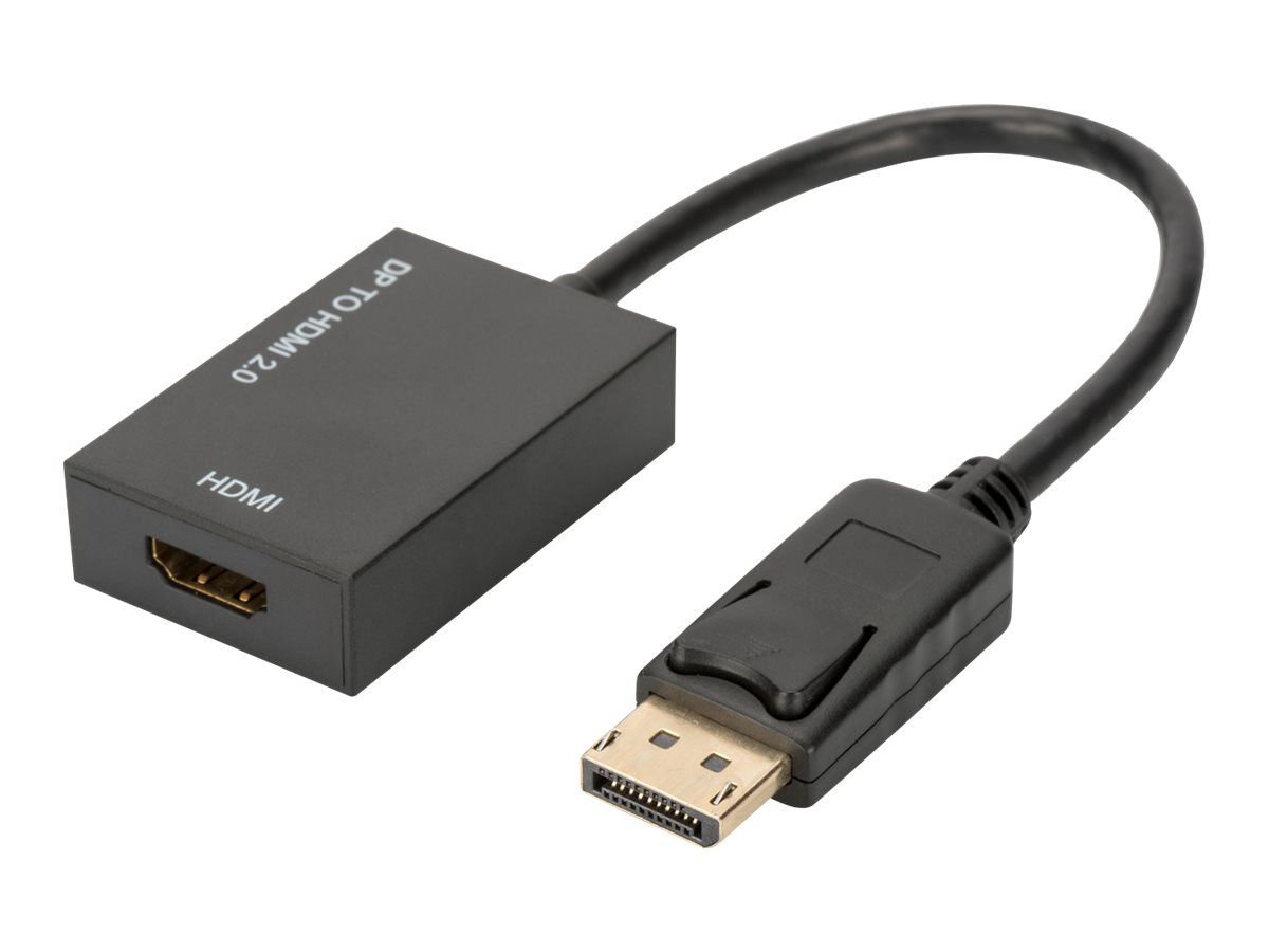 DIGITUS DisplayPort Adapterkabel DP HDMI Typ A StBu 0,2m mSicherung HDMI Ver 20 aktiv CE gold sw