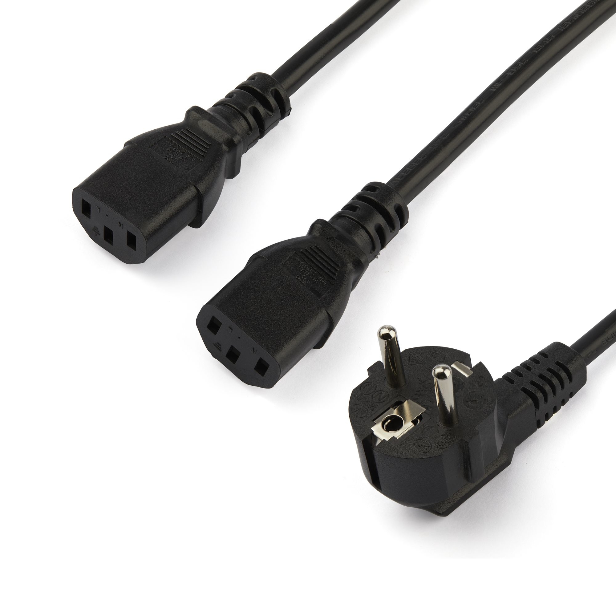 STARTECHCOM 2m C13 Power Cord Schuko to 2x C13 Y Splitter Power Cable