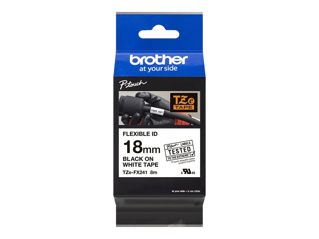 Schriftbandkassette Brother 18mm weiÃ/schwarz  TZe-FX241