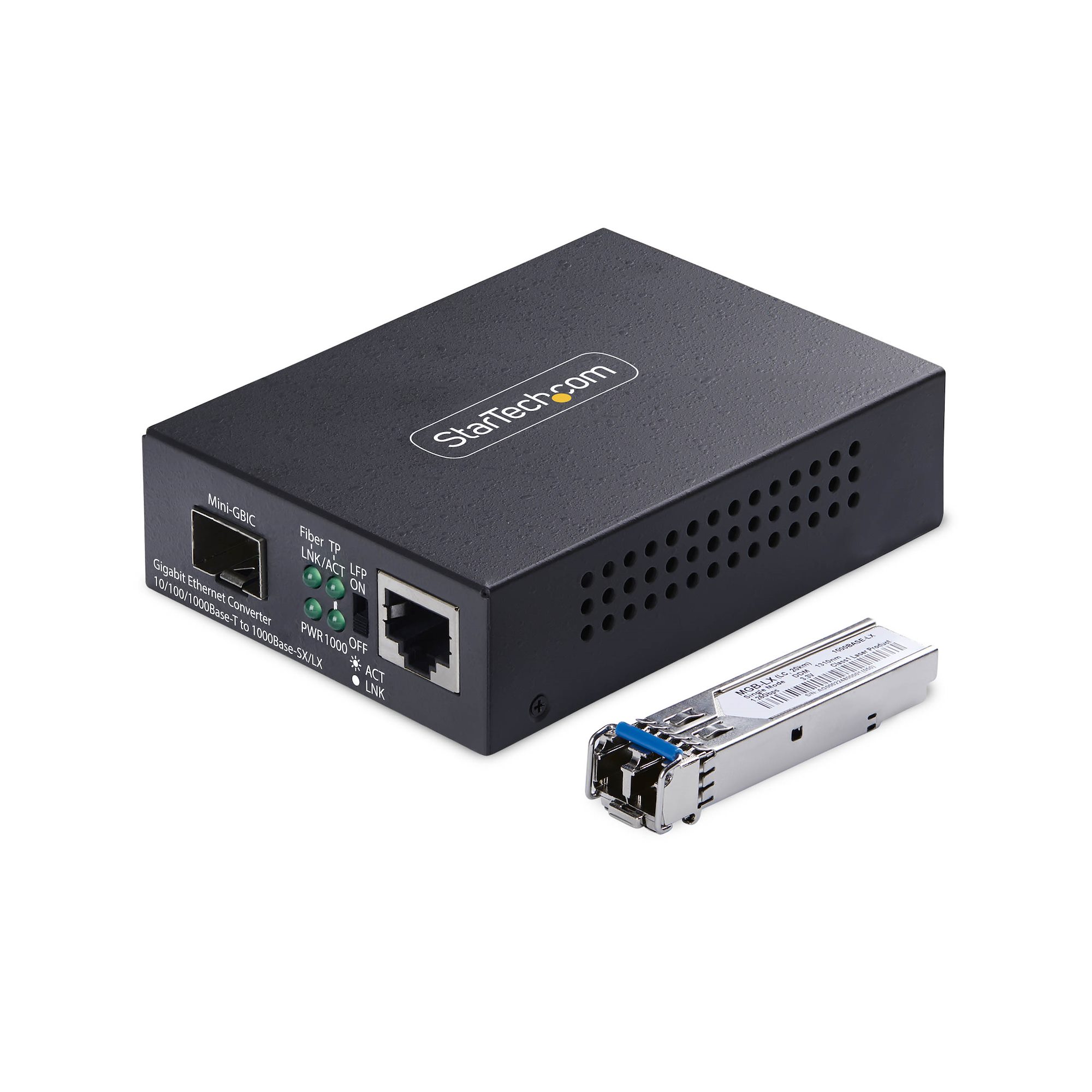 STARTECHCOM Gigabit Singlemode SM LC GlasfaserMedienkonverter 10 100 oder 1000Mbps 20 km RJ45 zu LC Vollmetallgehäuse TAA
