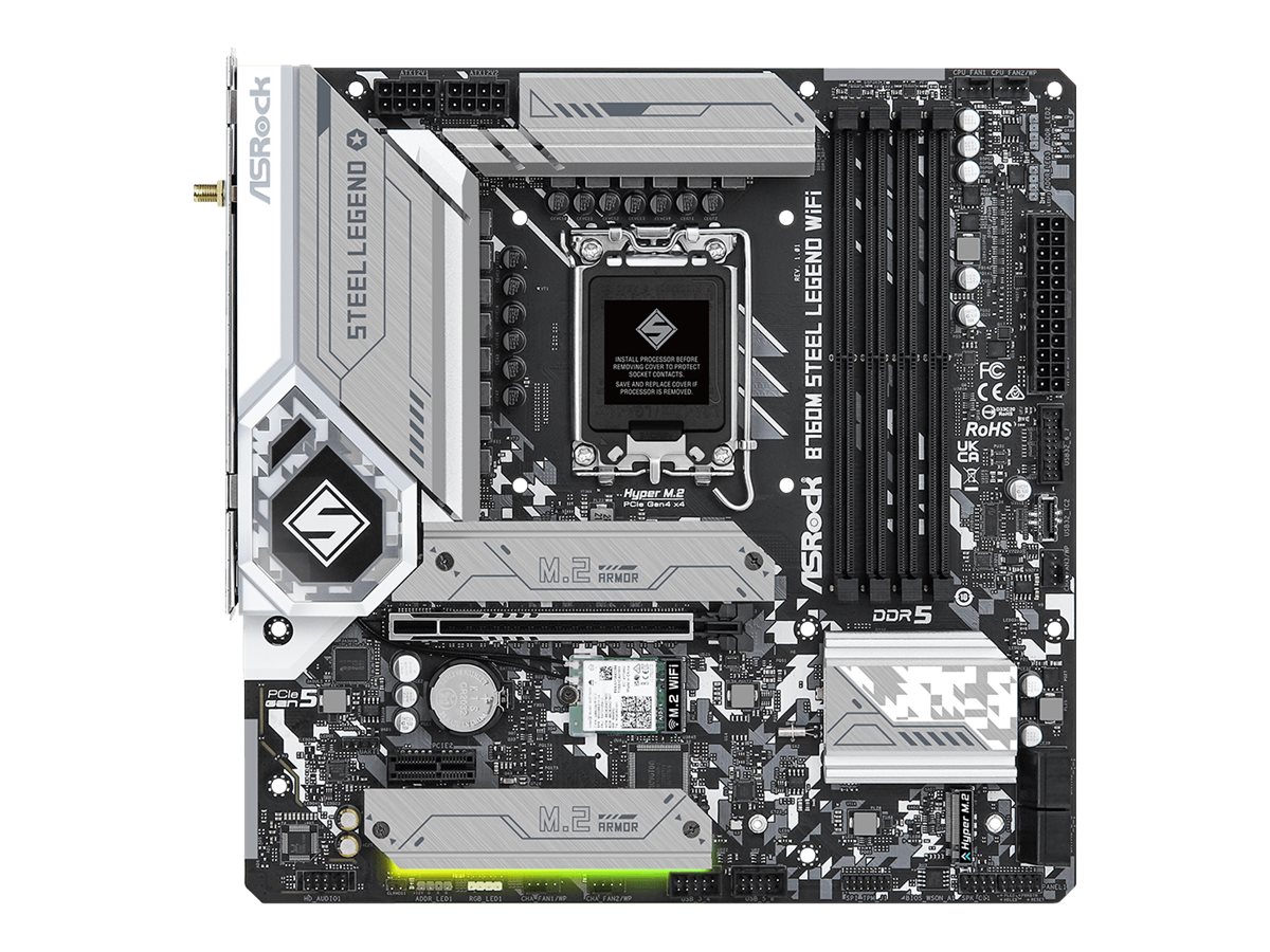 ASRock Mainboard B760M Steel Legend WiFi - M-ATX - LGA 1700 - Intel B760