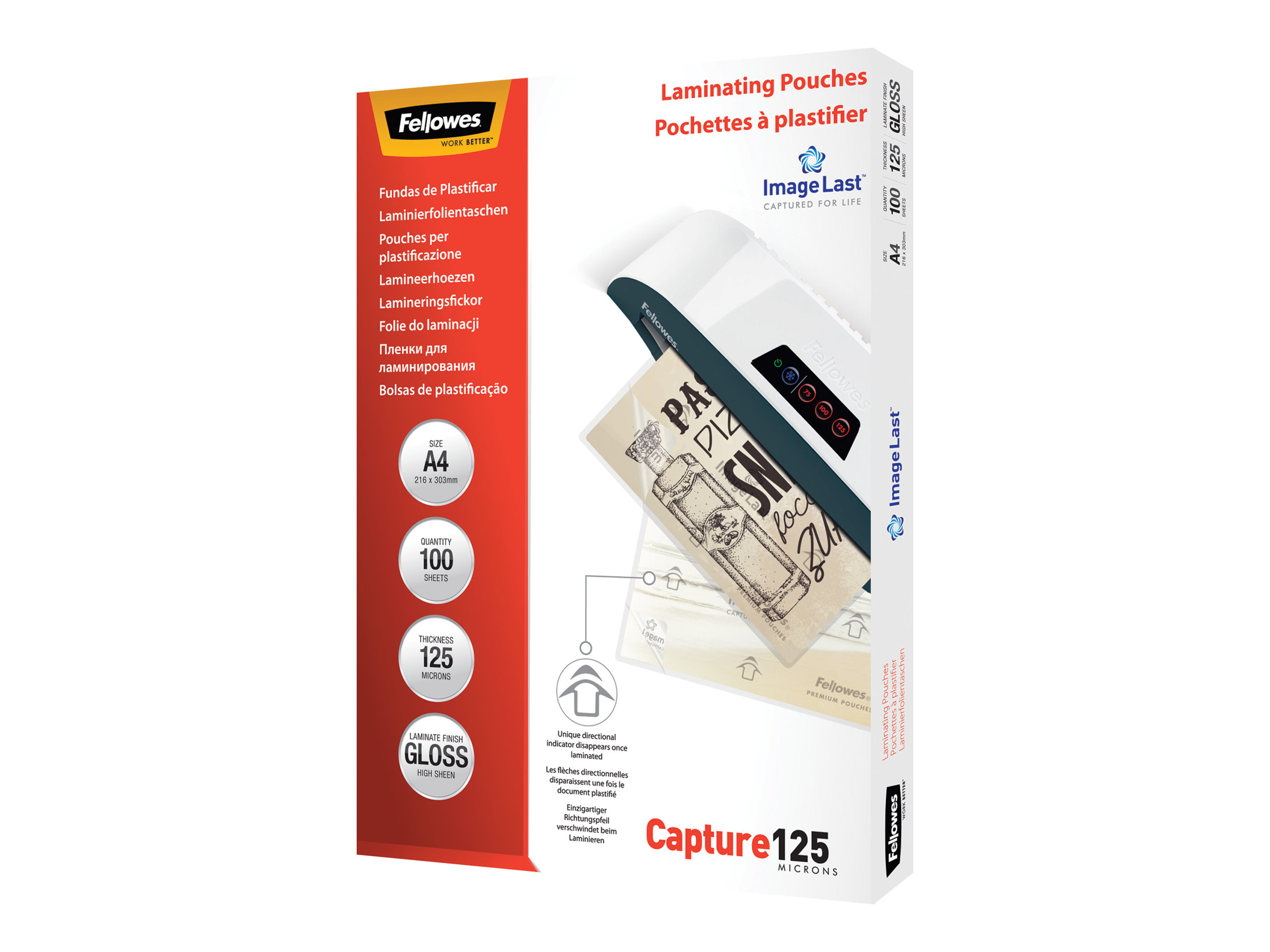 100 Fellowes Capture125 ImageLast Laminierfolien glaenzend fuer A4 125 micron 100 Fellowes Capture125 ImageLast Laminierfolien glaenzend fuer A4 125 micron