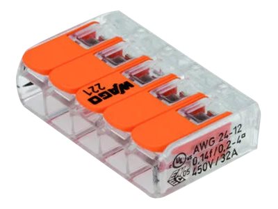 Wago Verbindungsklemme 5polig Compact mit Hebel transparent