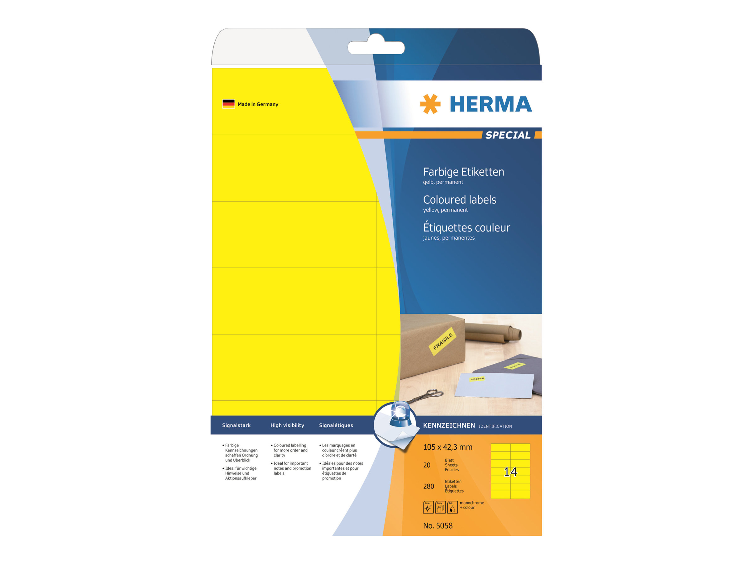 280 HERMA Etiketten 5058 gelb 105,0 x 42,3 mm 280 HERMA Etiketten 5058 gelb 105,0 x 42,3 mm