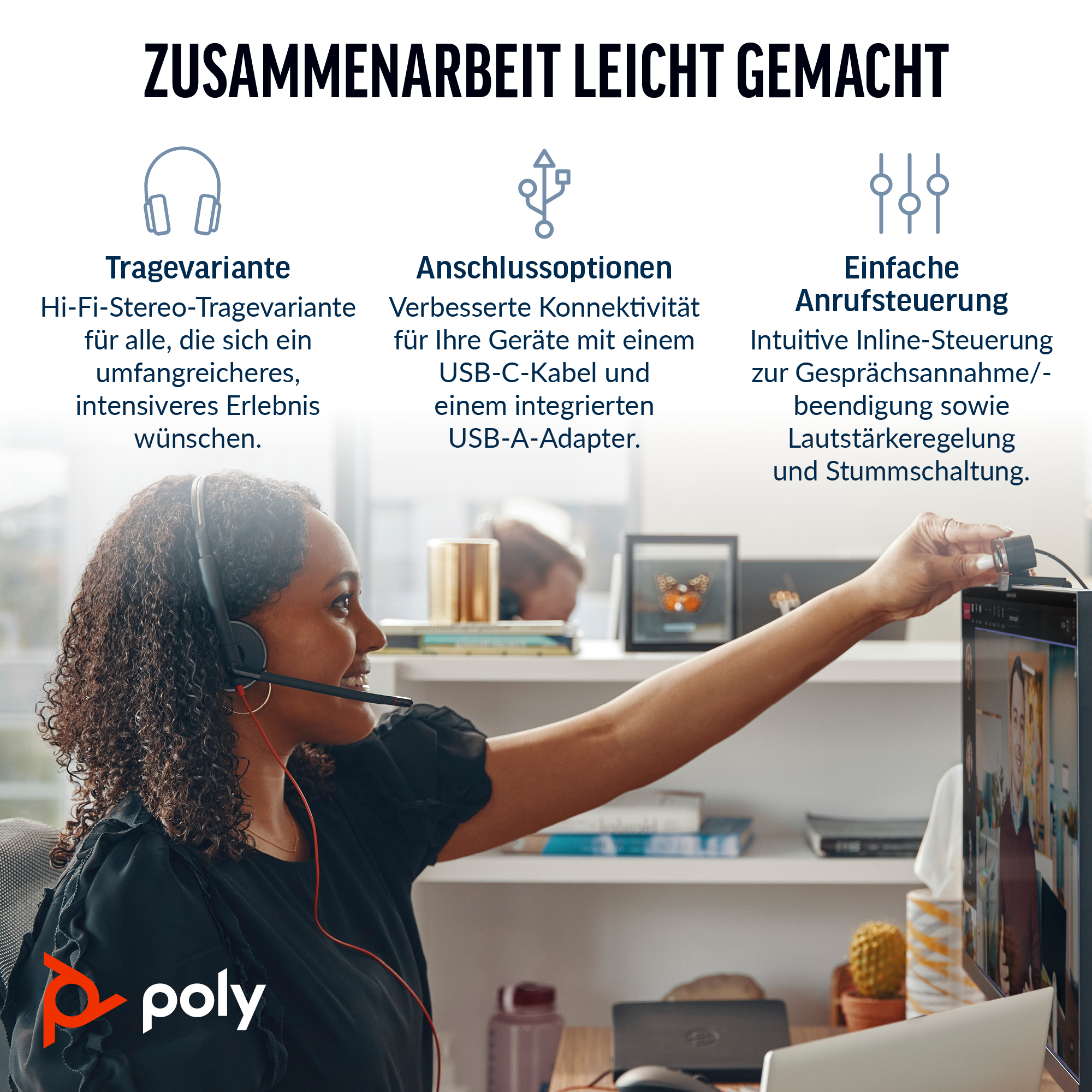 Poly Blackwire C3220 Stereo USBCA