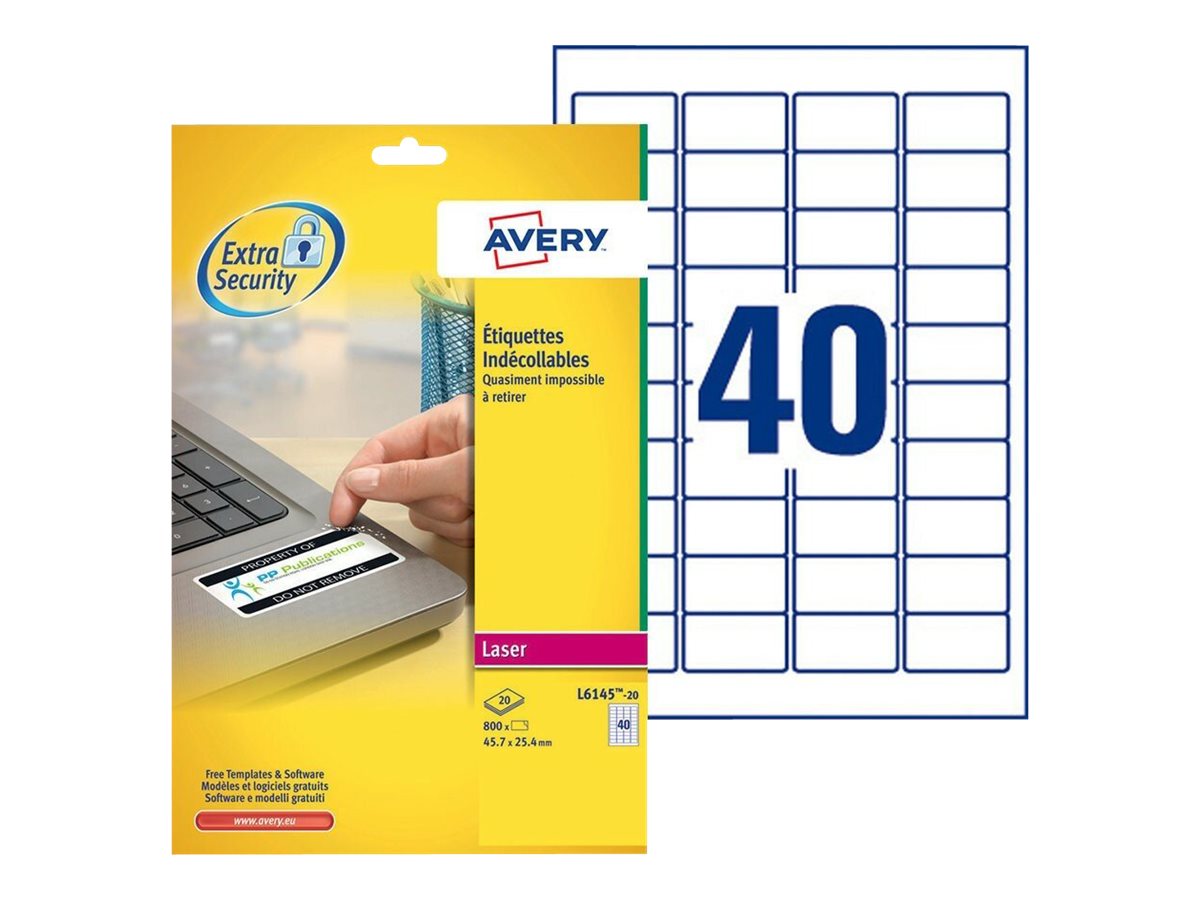 800 AVERY Zweckform abziehsichere Folienetiketten L6145-20 weiss 45,7 x 25,4 mm 800 AVERY Zweckform abziehsichere Folienetiketten L6145-20 weiss 45,7 x 25,4 mm