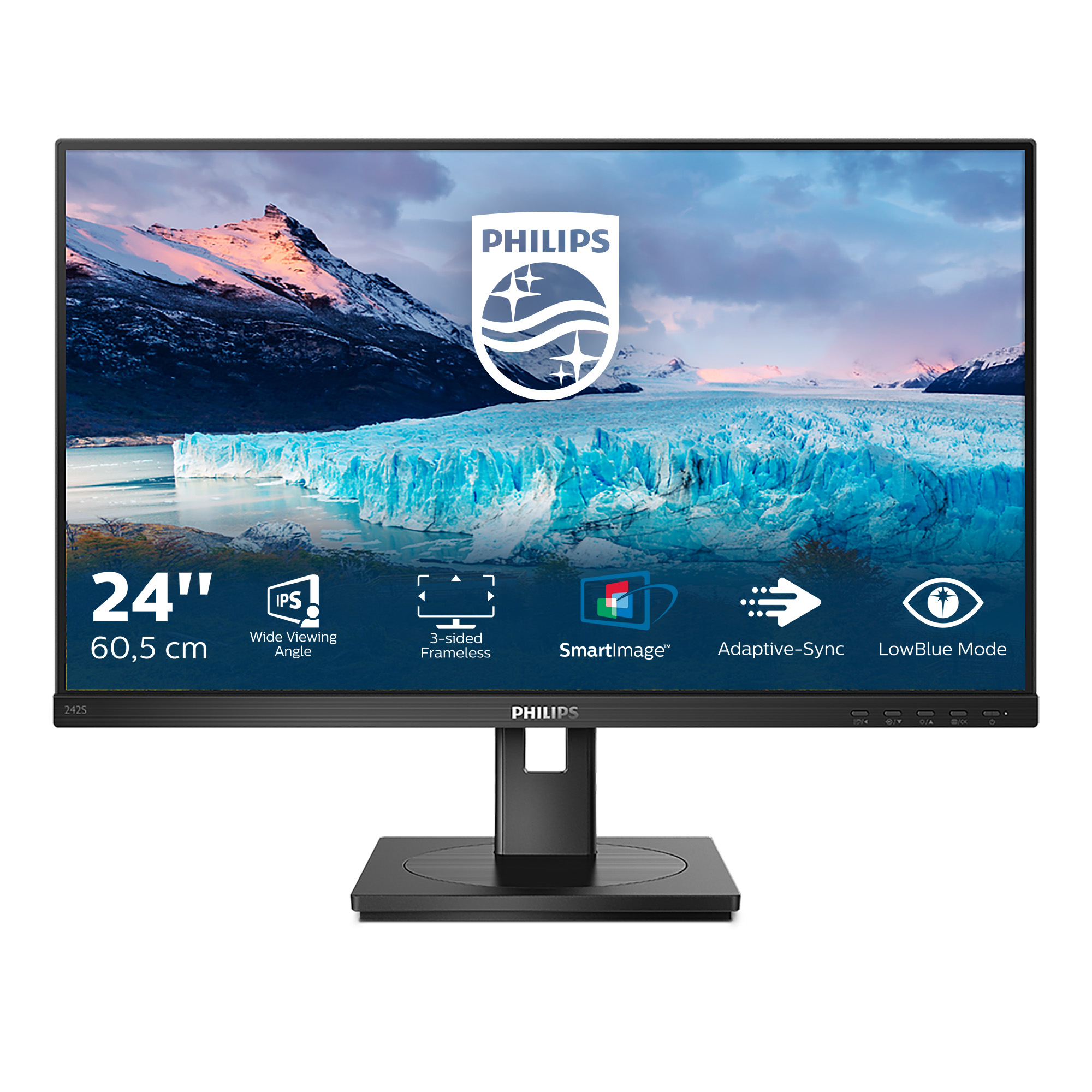 61cm24 1920x1080 Philips SLine 242S1AE 169 4ms HDMI DVI VGA DisplayPort VESA Pivot Speaker Full HD Black