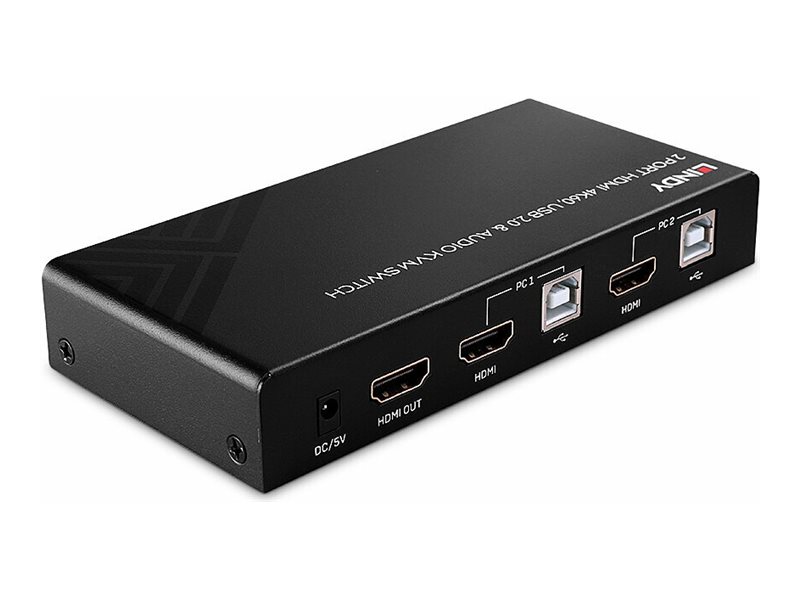 2 Port KVM Switch HDMI 4K60, USB 2.0 & Audio