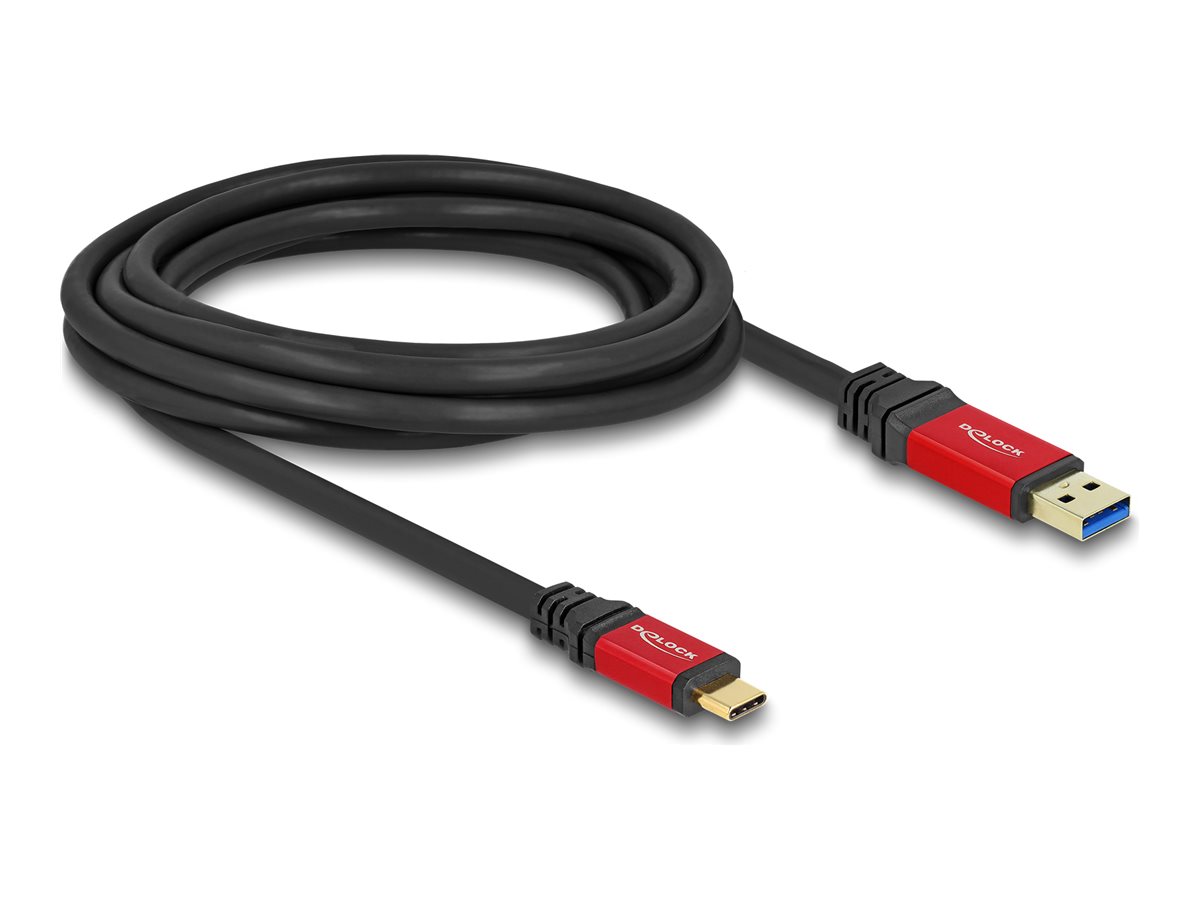 Delock USB 10 Gbps Kabel USB Typ-A Stecker zu USB Type-C Stecker 3 m rot Metall Delock USB 10 Gbps Kabel USB Typ-A Stecker zu USB Type-C Stecker 3 m rot Metall