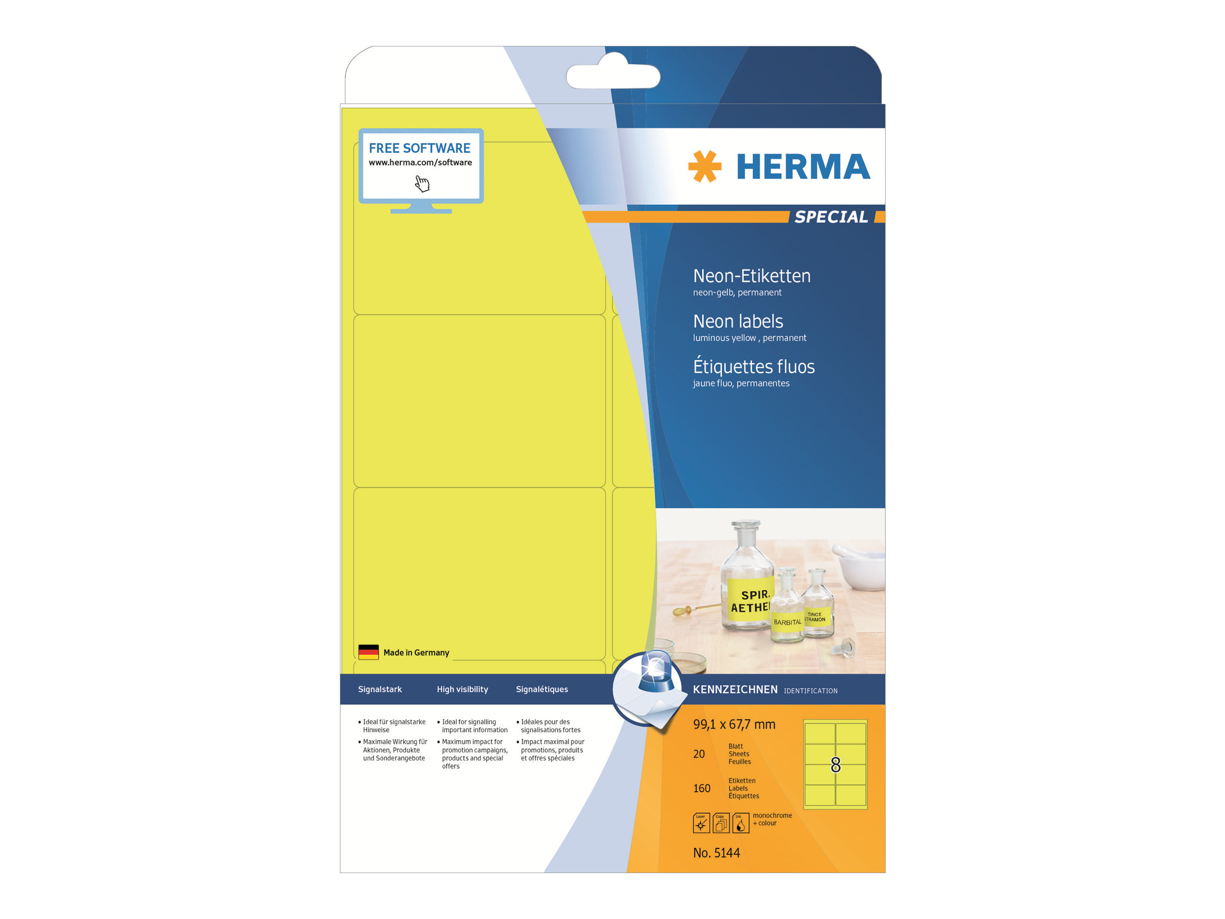 160 HERMA Etiketten 5144 gelb 99,1 x 67,7 mm 160 HERMA Etiketten 5144 gelb 99,1 x 67,7 mm