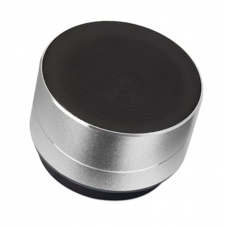 MANHATTAN Metallic LEDBluetoothLautsprecher buntes Licht Bedienelemente USBAPort MicroSDKartenslot 3,5mmKlinkenbuchse silber
