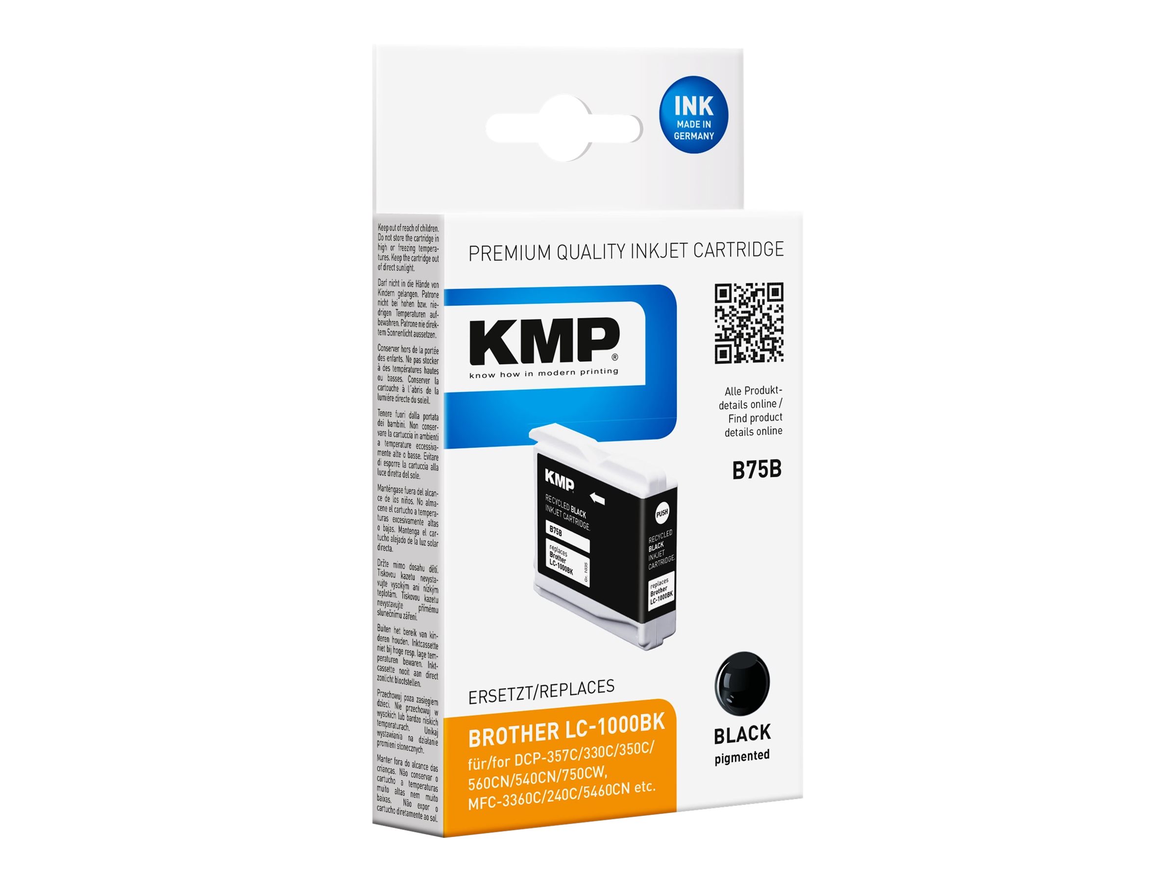 KMP B75B  schwarz Druckerpatrone kompatibel zu brother LC-1000BK