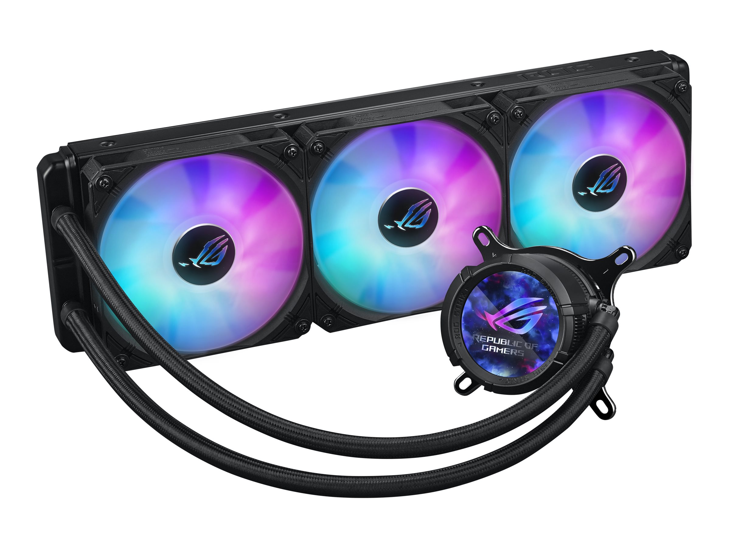 ASUS ROG Strix LC III ARGB LCD allinone CPU liquid cooler with 21 IPS LCD Aseteks new Gen7 v2 pump and premium ROG ARGB fans