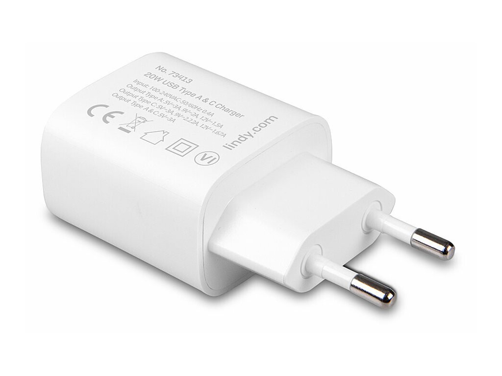 LINDY 20W USB Type A & C Charger LINDY 20W USB Type A & C Charger