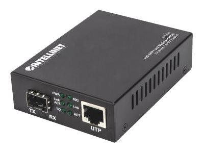 INTELLINET Medienkonverter 10GB SFP 1Port und 1 Port 10 GB RJ45 100m max Reichweite inkl Netzteil