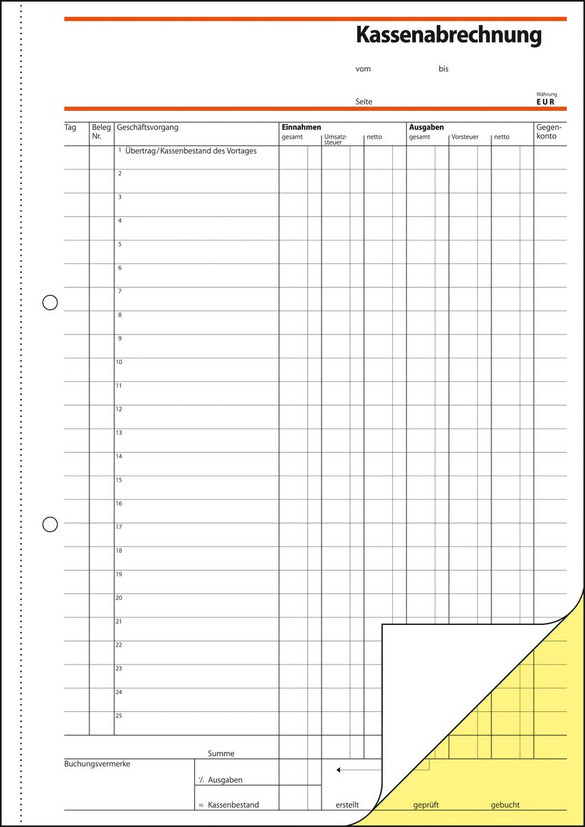 SIGEL Kassenabrechnung Formularbuch SD006, 1 St