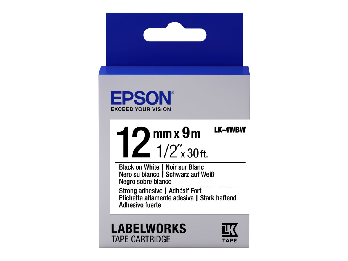 EPSON Schriftband LK LK-4WBW C53S654016, 12 mm schwarz auf weiss EPSON Schriftband LK LK-4WBW C53S654016, 12 mm schwarz auf weiss