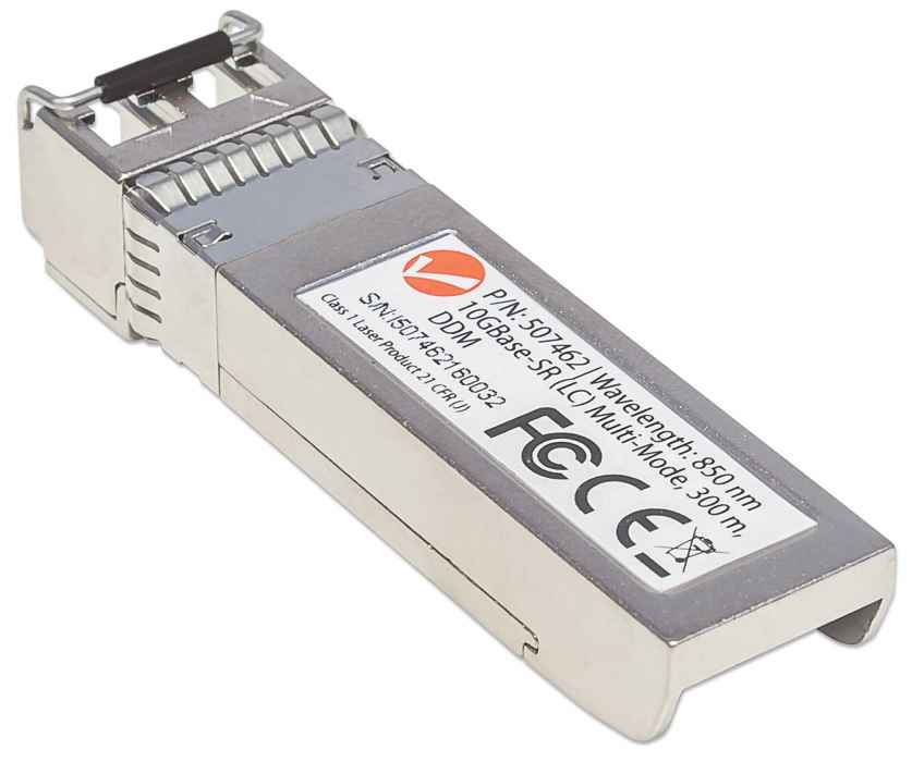 INTELLINET Gigabit SFP MiniGBIC Transceiver 10GBaseSR LC MultiMode Port Reichweite bis zu 300m Wellenlaenge 850nm