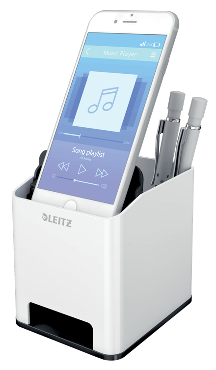 LEITZ Stiftehalter WOW Duo Colour perlweissschwarz Polystyrol 2 Faecher 9,0 x 10,1 x 10,0 cm