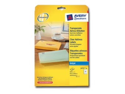 675 AVERY Zweckform Folien-Adressetiketten J4721-25 transparent 63,5 x 29,6 mm 675 AVERY Zweckform Folien-Adressetiketten J4721-25 transparent 63,5 x 29,6 mm