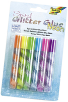 6 folia Glitter Glue SPIRAL NEON Klebestifte 6 x 10,5 ml