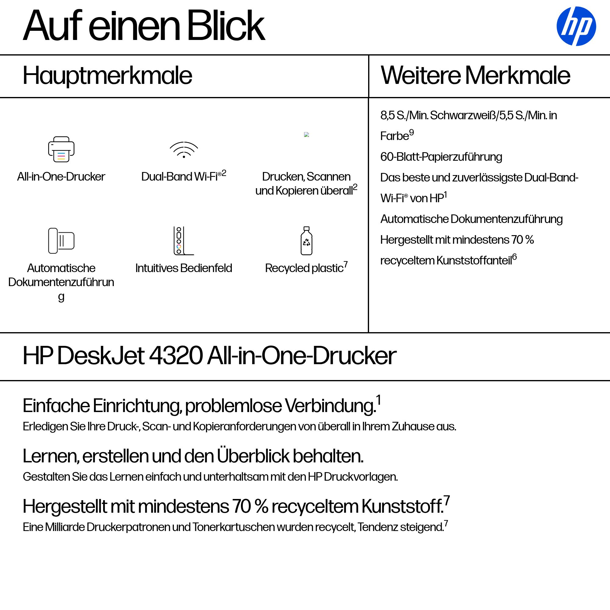 HP DeskJet 4320 All-in-One Schwarz Tintenstrahl