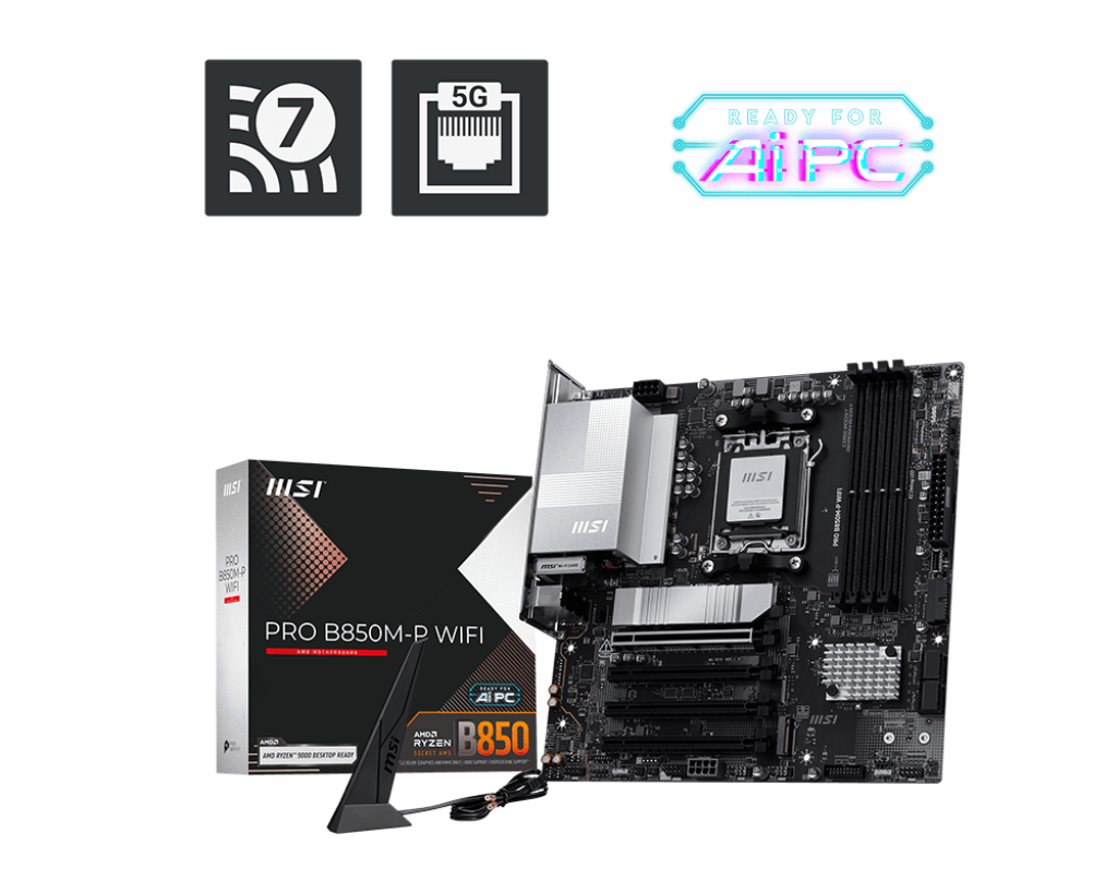 MSI PRO B850MP WIFI AM5 mATX MB 4xDDR5 4xSATA 3xM2