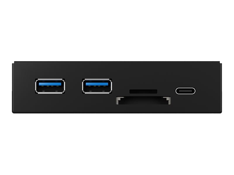 ICY BOX IB-HUB1417-i3 Frontalpanel mit Type-C 1x USB 3.0 und Type-A 2x USB 3.0 SD und microSD Dual Kartenleser solider Metalrahme