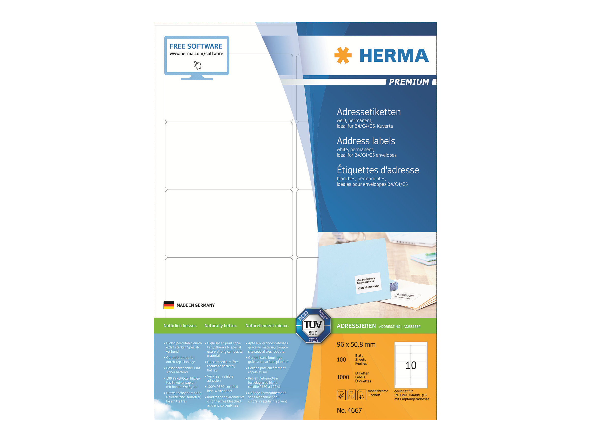 1.000 HERMA Etiketten 4667 weiss 96,0 x 50,8 mm 1.000 HERMA Etiketten 4667 weiss 96,0 x 50,8 mm